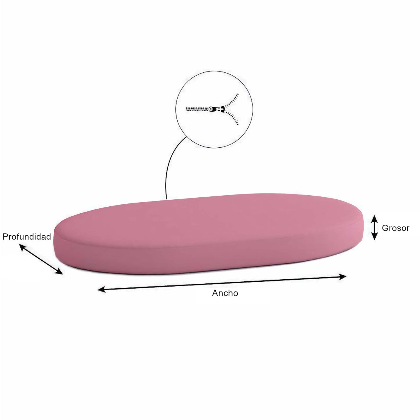 Cojín de asiento ovalado a medida