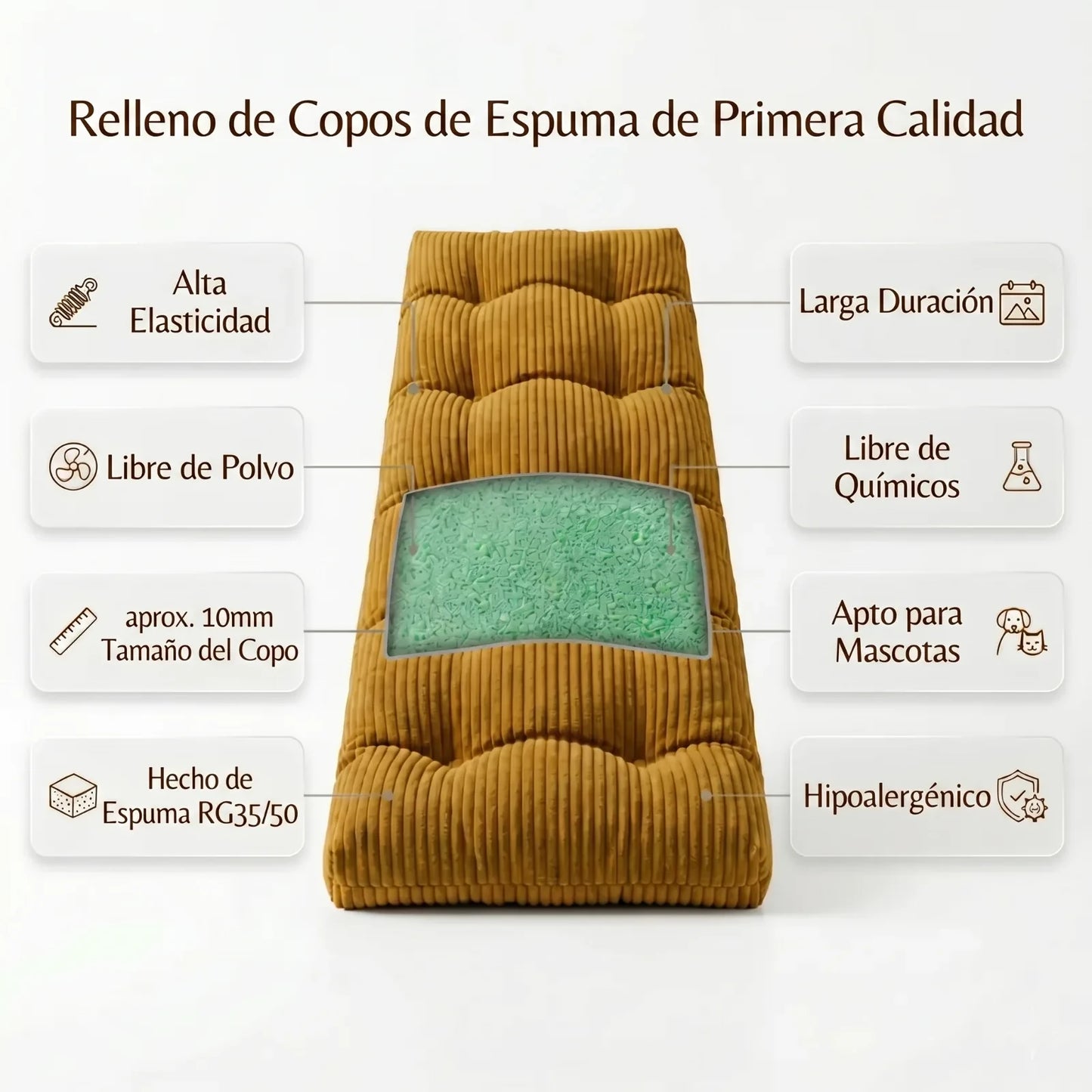 Cojín para banco de interior a medida con acolchado - Características