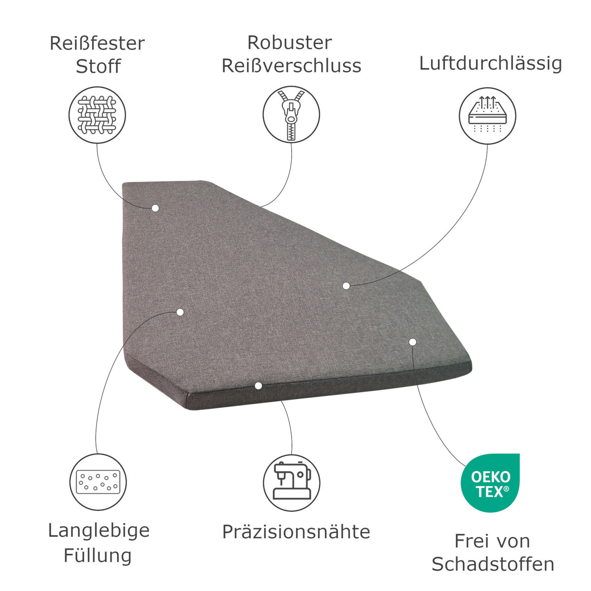 Cojín de asiento esquinero con forma de diamante para interior