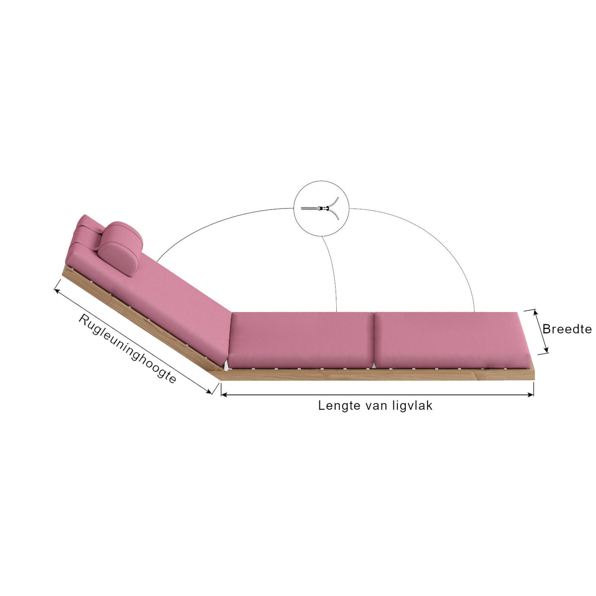3 piezas - Cojín plegable para tumbona y silla de jardín - Exterior